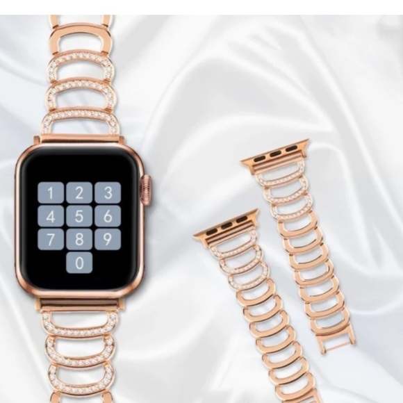Royal Tech Rose Gold  Bead Bling Apple Watch Band Compatible 38/40/41 - Picture 4 of 7